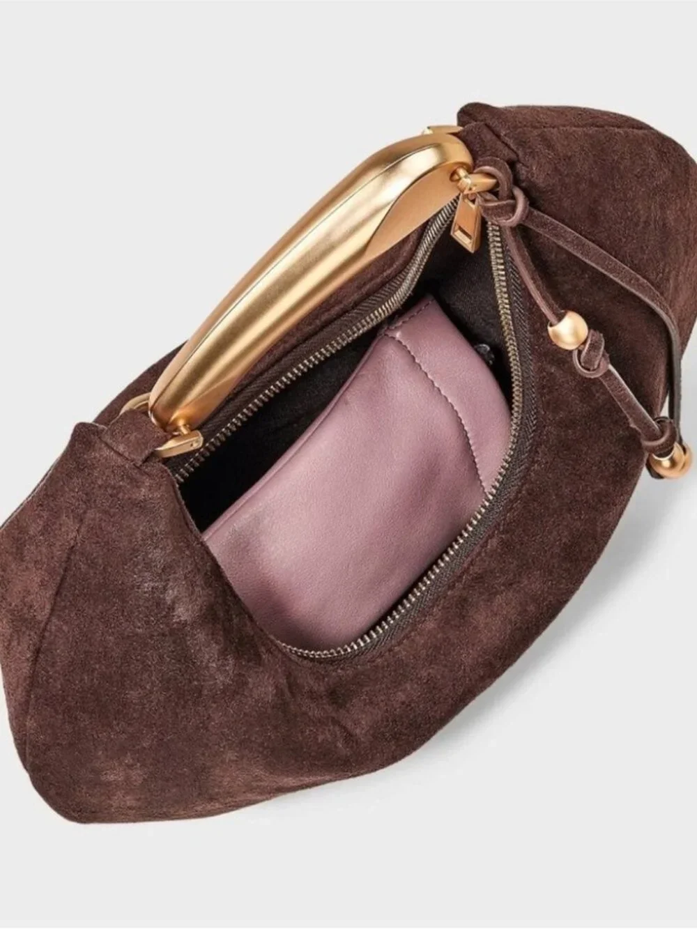 NEW Metal Handle Crescent Saddle Handbag - A New Day™ Brown